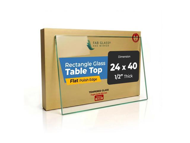 Tempered Glass Table Top Rectangle - 1/2 Inch Thick Heavy Duty for Dining Coffee Tables Desks - Flat Polish Edge Safe Corners Custom Cut - 24' X 40'