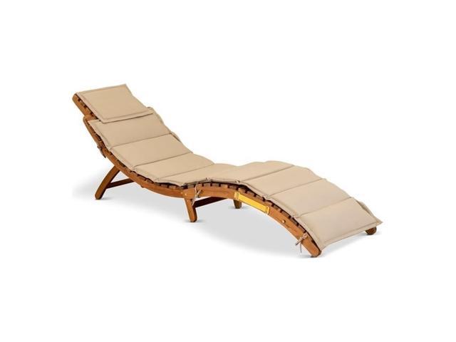 BHNU1NA Helena Patio Chair Lounge - Outdoor Acacia Wood Sunlounger Chair for Poolside, Deck, Lawn, 72x22x25 Inch, Natural Oil