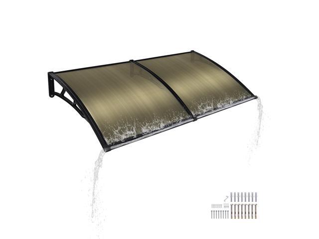 2Pcs 40'X40' Window Patio Awning w/ 2' Rain Gutter Polycarbonate Canopy Anti-UV50+ Cover Front Door Outdoor Yard Rain Snow Sunlight Protection.