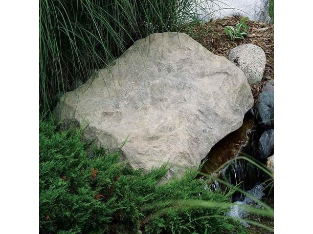 CrystalClear TrueRock Outdoor Faux Flat Rock Cover, Artificial Landscape Enclosure, Fake Decorative Landscaping Fiberglass Protection Lid,...