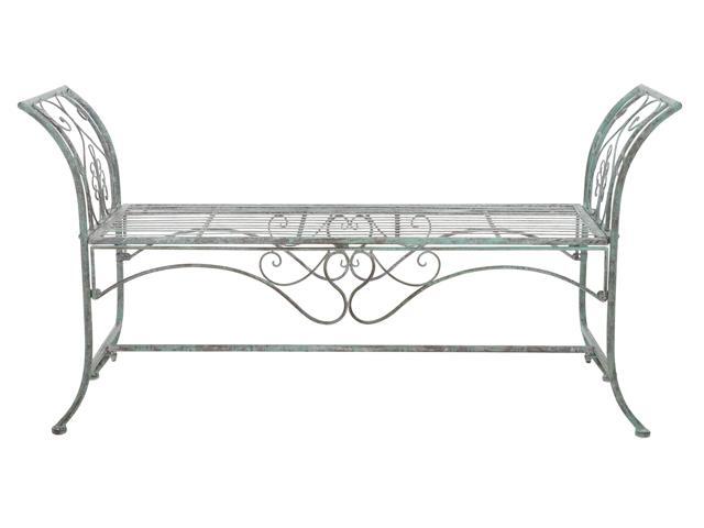 Outdoor Collection Adina Victorian Antique Dark Green Wrought Iron 51-inch Wide Garden Bench