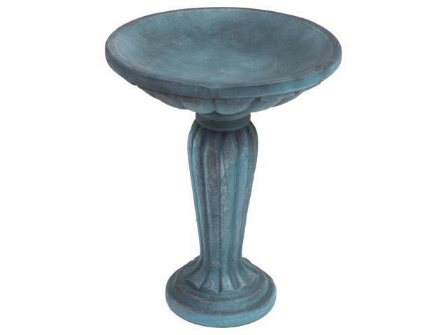 Sunnydaze 20.25 H Concrete Bird Bath for Outdoors - Grecian Column Pedestal Bird Bath with Glass Fiber Reinforced Concrete Construction - Patina Green