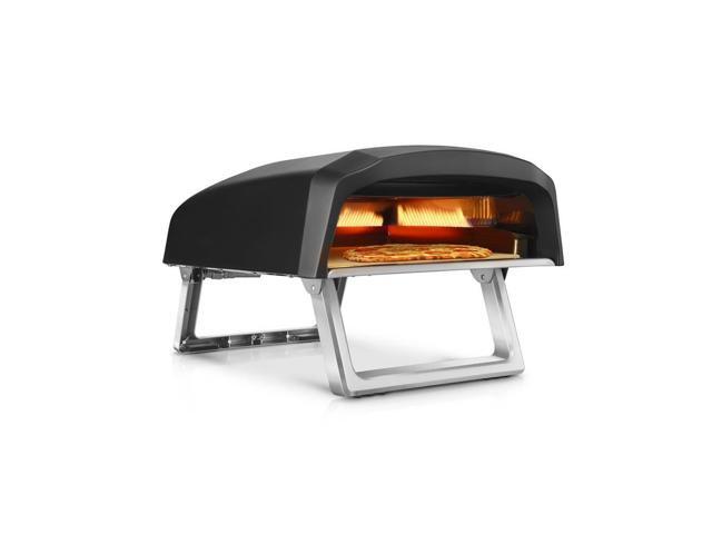 Portable Outdoor Gas Pizza Oven - Includes Foldable Feet, Adjustable Heat Control Dial, Burner, Stone & Regulator Hose - Cooks 12' Pizza in 60...