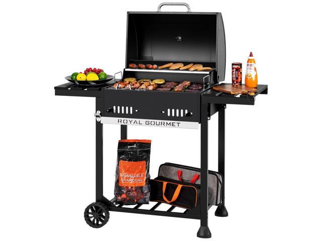 24-Inch Movable Charcoal BBQ Grill with Foldable Side Shelves, Temperature-Controlled, 461 Sq., Ideal for Backyard Party, Outdoor Picnic, Patio...