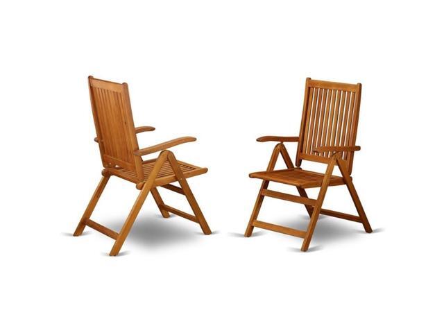 BCNC5NA Celina Outdoor Dining Adjustable Arm Chairs - Acacia Wood, Set of 2, Natural Oil