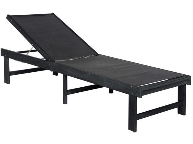 Outdoor Collection Manteca Dark Slate Grey Solid Wood/Dark Grey Texline Fabric Adjustable Chaise Lounge Chair (PAT6708K)