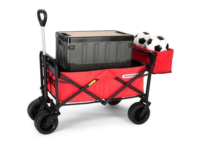 Collapsible Wagon Folding Garden Outdoor Park Utility Wagon Picnic Camping Cart with Bearing and Brake 8' All Terrain Wheels with Rear Storage Bag...