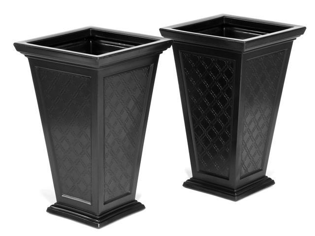 Casablanca Self-Watering Planter (2-Pack) Set of 2 Large Planters for Porch, Patio, Outdoor/Indoor (MOD-CP3000-BLK-2) Black (24-inch Tall)