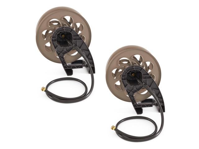 2 Pack CPLSTA125B 125' Wall-Mounted Side Tracker Garden Hose Reel for 5/8' Hose with Guide for Patio or Garden, Dark Taupe