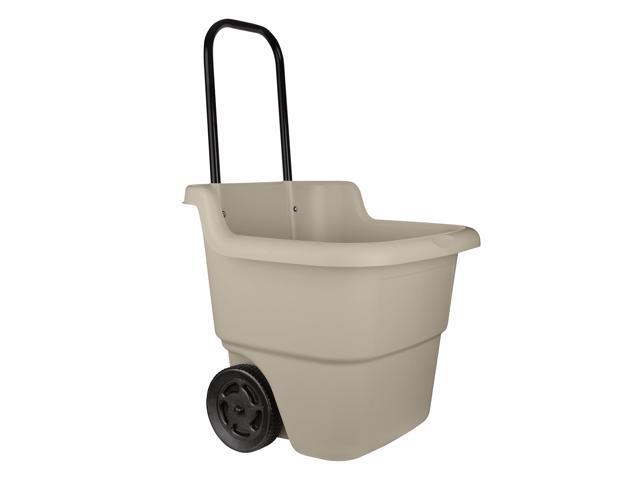 Garden Cart on Wheels, Taupe 15.5-Gallon Resin Outdoor Utility Yard Cart for Seniors, Lightweight 2 Wheel Wheelbarrow with Easy Mobility for...