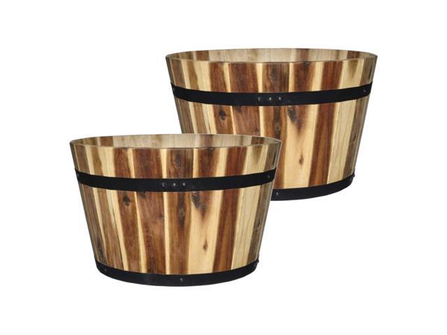 16' Whiskey Barrel Planter, Acacia