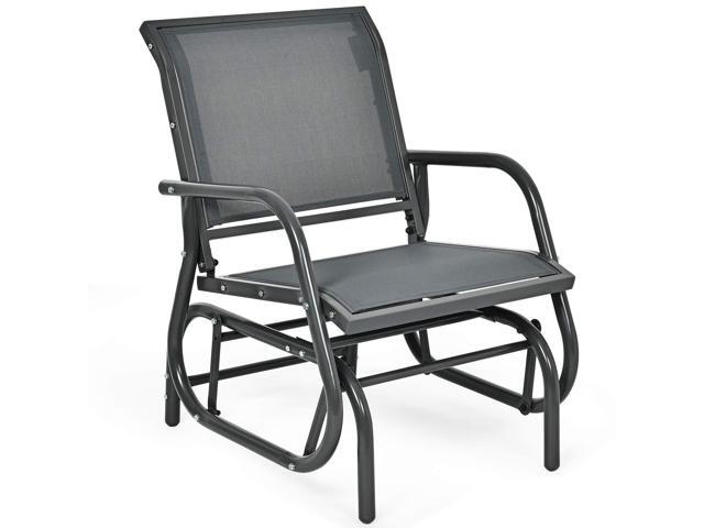 Swing Glider Chair W/Study Metal Frame Comfortable Patio Chair Love-Seat for Garden, Porch, Backyard, Poolside, Lawn Outdoor Rocking Chair (1, Gray)