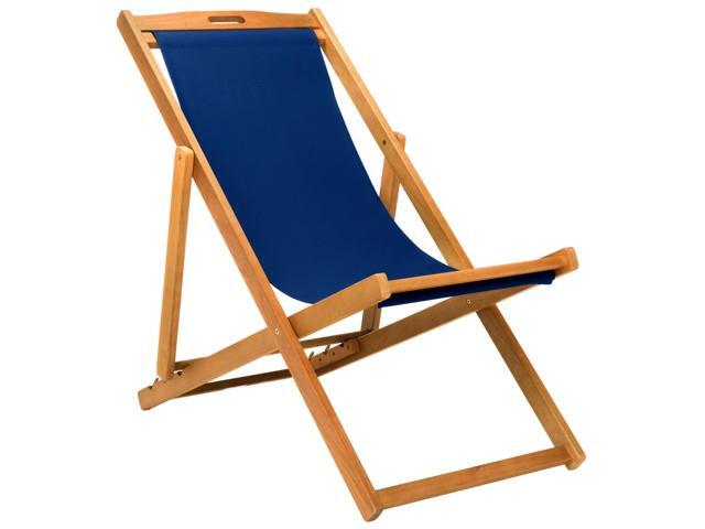 Outdoor - Loren Folding Sling Chair Set of 2 - Brown & Navy - Solid Wood Frame - Portable Bistro Design - Ideal for Patio, Deck, Poolside,...