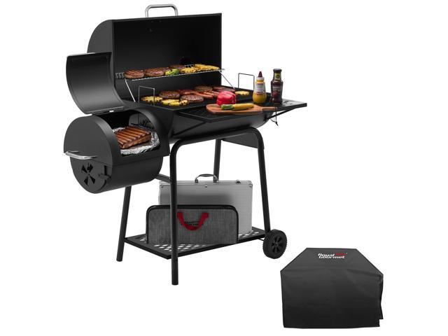 CC1830FC 28-Inch Barrel Charcoal Grill with Offset Smoker, 840 Sq. In. Cooking Area, Front Shelf, Charcoal Grill for Outdoor Grilling and Backyard.