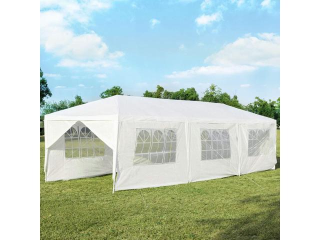 10' x 30' Outdoor Waterproof Gazebo Canopy w/ 6 Removable Sidewalls and 2 Doorways, Heavy Duty Large Tent w/Strong Connection Stakes Ropes for...