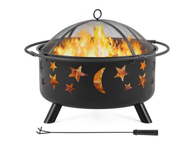 Fire Pit 30in Fire Pits for Outside Wood Burning Outdoor Fireplace with Spark Screen, Poker for Bonfire Patio Backyard Garden Picnic