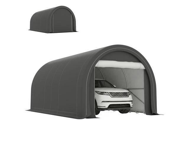 10' x 16' Carport, Heavy Duty Portable Garage Storage Tent with Large Zippered Door, Anti-UV PE Canopy Cover for Car, Truck, Boat, Motorcycle,...