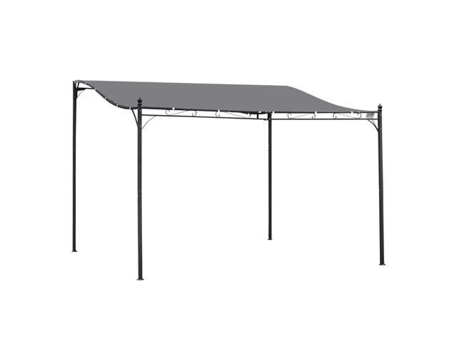 10' x 13' Steel Outdoor Pergola Gazebo, Patio Canopy with Weather-Resistant Fabric and Drainage Holes for Backyard, Deck, Garden, Gray