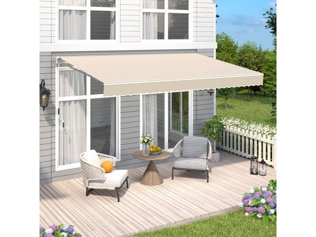 8.2'x6.5' Patio Awning Retractable Awning Cover Sunshade Shelter Outdoor Canopy with Crank Handle and Water-Resistant Polyester for Courtyard,...