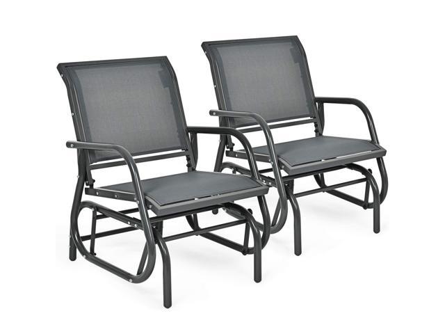 Swing Glider Chair W/Study Metal Frame Comfortable Patio Chair Love-Seat for Garden, Porch, Backyard, Poolside, Lawn Outdoor Rocking Chair (2, Gray)