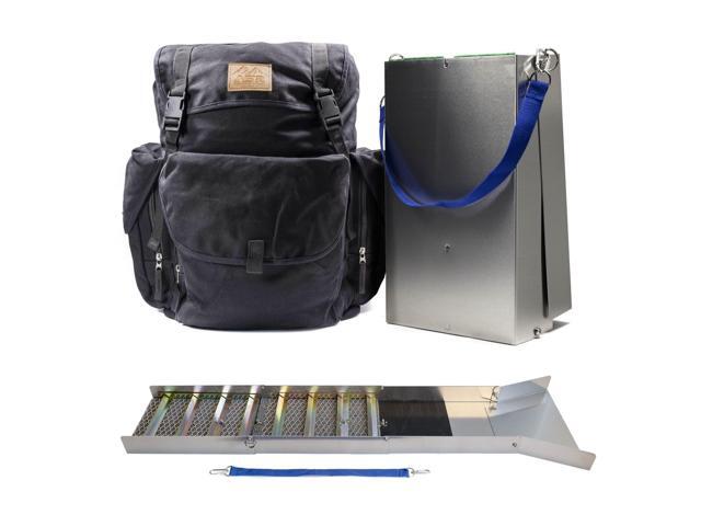 50' Aluminum Folding Sluice Box for Gold Prospecting Backpack Set, Black