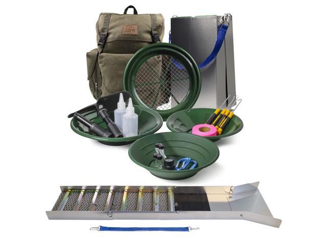 24pc Deluxe 50' Aluminum Folding Sluice Box Gold Prospecting Kit, Green