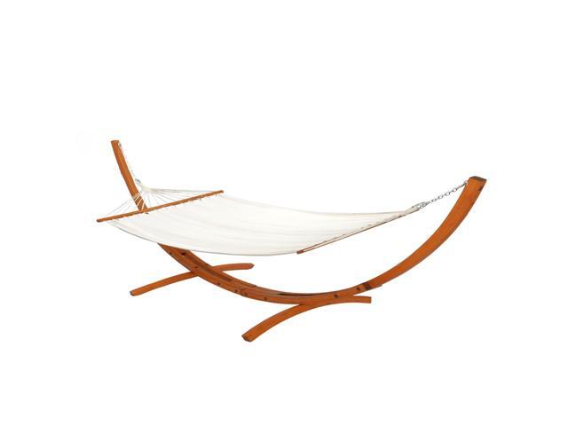 Double Hammock Wood Arc Stand, Wooden Hammock W/Stand, Classic Natural Hammock Set for Yard, Garden (14 ft Set)