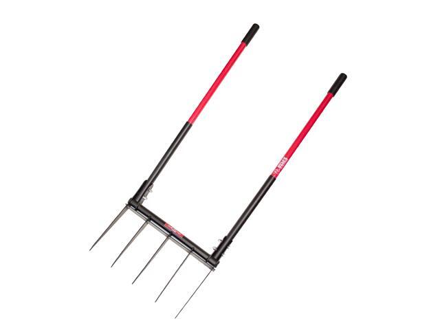 5-Tine Broadfork with Fiberglass Handles, Heavy Duty Broad Fork for Tilling Aerating and Turning Soil, 56' 10-Gauge Steel Fork, Ideal for Garden.