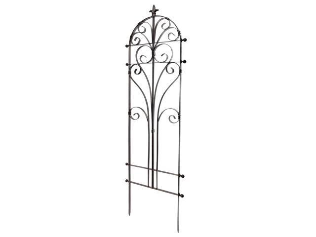 Scroll Garden Trellis 58' H, Freestanding Heavy Duty Iron 24 lbs Powder-coated finish with ground spikes included. Supports climbing roses,...