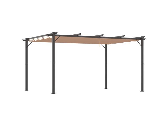10' x 13' Aluminum Patio Pergola with Retractable Pergola Canopy, Backyard Shade Shelter for Porch, Outdoor Party, Garden, Grill Gazebo, Charcoal Gray