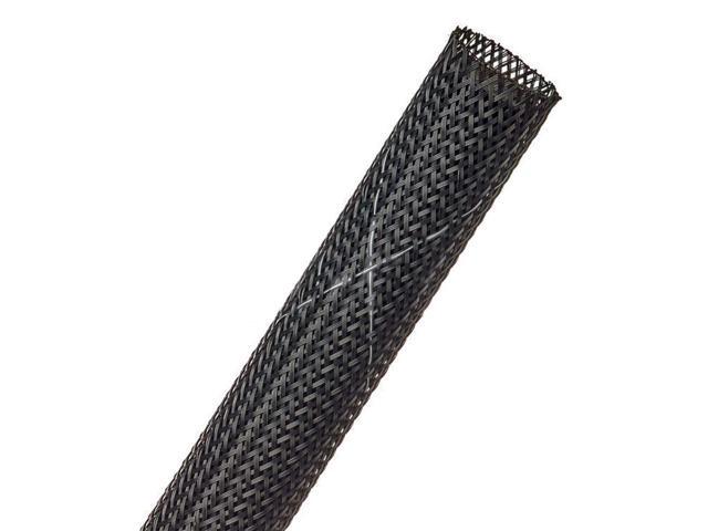 2' Flame Retardant PET Expandable Braided Sleeving Flexible Cable Protection Sleeve - 50 Feet - Black