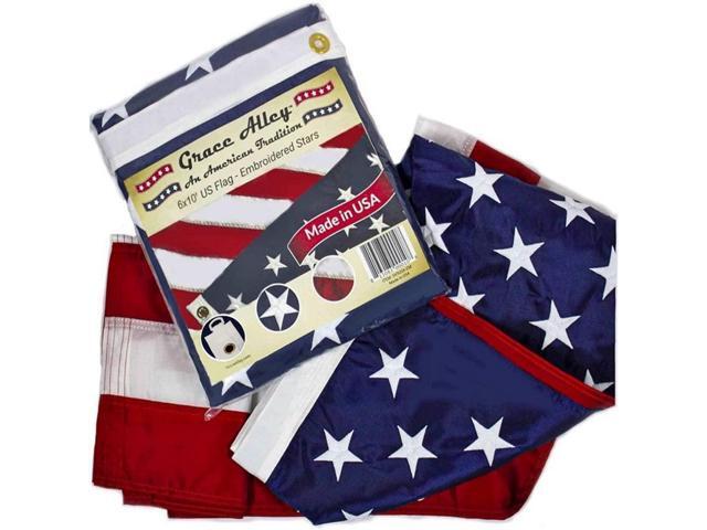 American Flag, Made in USA, Embroidered Stars, Sewn Stripes and Brass Grommets. Fade Resistant, Heavy Duty, Long Lasting Nylon for Outdoor...