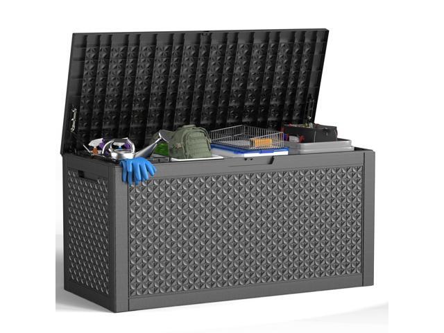 121 Gallon Waterproof Outdoor Storage Box,Resin Deck Box,Lockable Outside Storage Box Container for Patio Furniure,Garden,Pool Tools (121...
