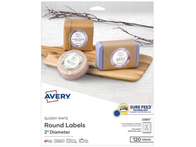 Avery Round Labels, Glossy White, 2' Diameter, 120ct (22807)