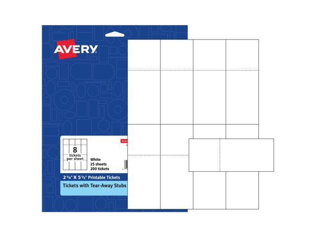 Avery Printable Tickets, 2-1/8' x 5-1/2', 200 Pack (16431)
