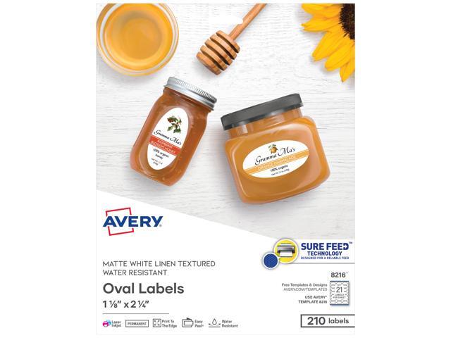 Avery Printable Oval Labels, 1-1/8' x 2-1/4', White, 210ct (8216)