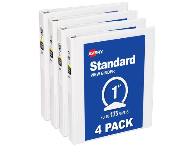 Avery Economy View 3 Ring Binders, 1' Round Rings, 4 White Binders