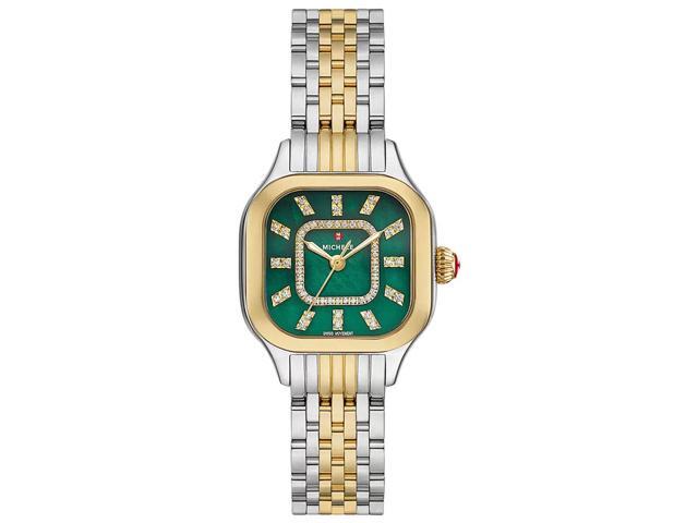 Michele Meggie Two-Tone Stainless Steel Green Mother-of-Pearl Dial Diamonds Womens Watch MWW33B000018 Michele Meggie Two-Tone Stainless Steel Green Mother-of-Pearl Dial Diamonds Womens Watch MWW33B000018