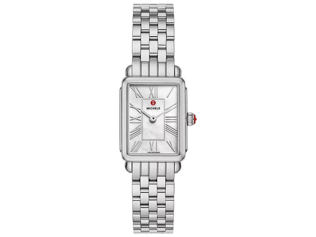 Michele Deco Park Rectangle Mother-of-Pearl Dial Stainless Steel Womens Watch MWW06E000144