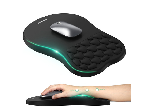 Ergonomic Mouse Pad with Wrist Rest,Soft Comfortable Massage Design Memory Foam and Non-Slip PU Base for Pain Relief, Office Gaming Mousepad for...