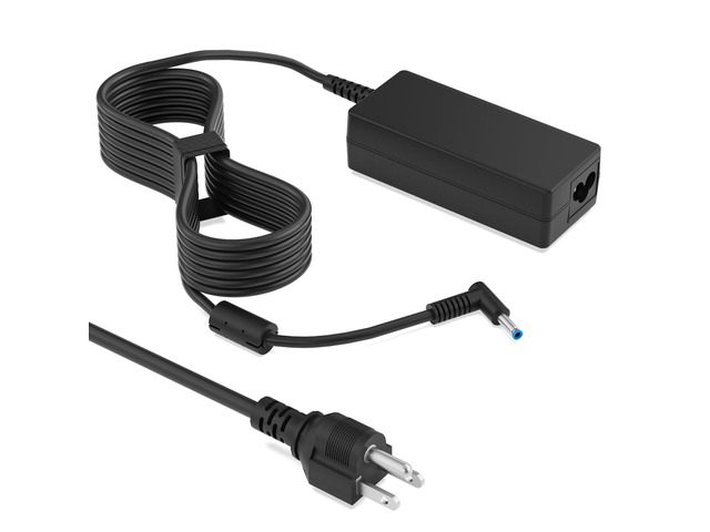 Charger for HP Laptop 65W Round Blue Tip, Replacement AC Adapter for Home Office Travel Use, Compatible with Pavilion 14/15/16, EliteBook...