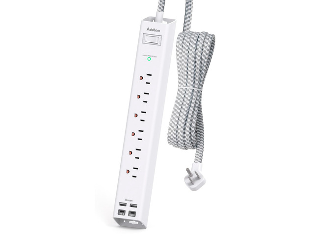 Power Strip Surge Protector with USB C - Flat Plug Extension Cord with 6 AC Outlets 4 USB (2 USB C), Wall Mount, 5ft, 1080 J, Multi Plug Outlet...