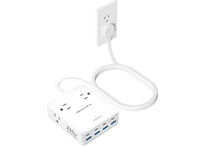 230W USB Power Strip, 4 AC Outlets 8 USB Ports(4 USBC),5 FT Cord 12-in-1 USB C Power Strip, 3 Sided Outlet Extender for Home Office Travel Dorm...