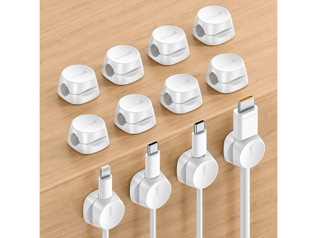 12Pack Spring Cord Organizer, Office Desk Accessories, Cable Clips [1s Lock] Spring, Adhesive Phone Charger Cord Holder Management for Nightstand,...
