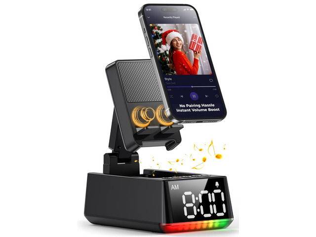 Bluetooth Speaker Birthday Gift for Men:Induction Cell Phone Stand Black HD Sound,Gifts For Him,Anti-Slip Phone Holder, Gadget Women Mom...