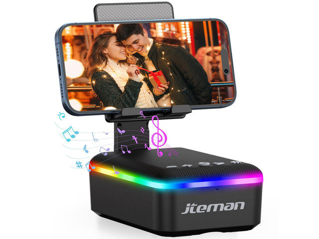 Gifts for Men Women,Cell Phone Stand with Bluetooth Speaker,LED Light,and Lanyard,Cool Tech Gadgets,Unique Birthday Gifts for Men Husband Mom Dad