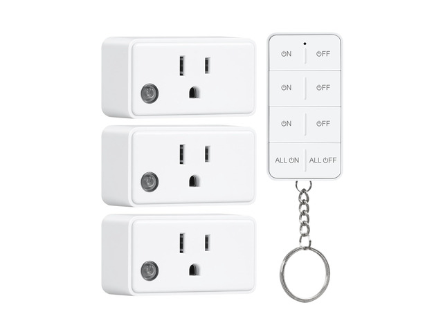 Remote Control Outlet with All ON/Off Switch, 200FT Long Range Mini Electrical Outlet Plug, 15A/1875W High-Power for Lamps, Lights, Household...
