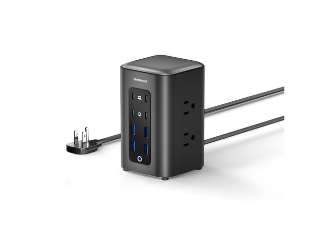Power Strip Tower, 230W Charging Station with Multiple Devices 6 AC Outlets & 8 USB Ports(4 USB-C), Flat Plug, 10 FT Extension Cord for Home...