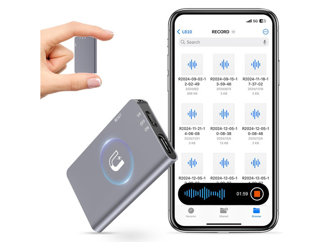 64GB Magnetic Digital Voice Recorder - 40 Hours Continuous Recording Device Voice Activated Recorder with AI-Intelligent Triple Noise Reduction -...