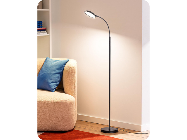 LED Floor Lamp 1300LM Super Bright Reading Floor Lamps Black Dimmable, 4CCT, Remote & Touch Control, Adjustable Gooseneck, Dual Timer Design, for...